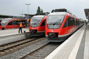 Talent-Züge älterer Bauart im Bahnhof Euskirchen. Bild: Silvia Vanselow/ Kreismedienzentrum