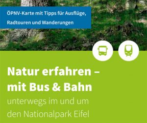 Eine große Übersichtskarte stellt alle Bus- und Bahnlinien in der Erlebnisregion Nationalpark Eifel dar. Repro: epa