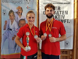 Jessica Rau und Triumf Beha vom Taekwondo Club Schleiden sind national wie international erfolgreich und sicherte sich wieder den Deutschen Meister Titel. Foto: Taekwondo Club Schleiden