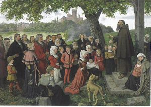 Eine Kapuzinerpredigt in Zülpich (Gemälde von Hubert Salentin in der Landesburg Zülpich).
