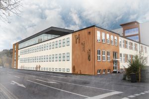 Das Schulgebäude von der Kreuzung aus gesehen. Bild: Stadt Schleiden