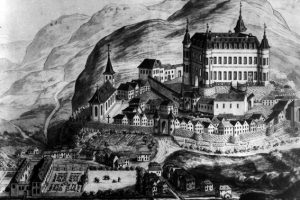 Bei dieser Ansicht von Reifferscheid aus dem Jahr 1793 ist dem Künstler ein wenig die Phantasie durchgegangen. Bild: Eifelverein Hellenthal