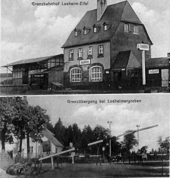 Postkartenmotive von anno dazumal: Die Grenze und der Bahnhof in Losheim. Quelle: Kreisarchiv Euskirchen