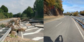 Vor und nach der Sanierung: Teile der B265 bei Erftstadt mussten in den vergangenen zwei Monaten neu hergestellt werden. Fotos: Straßen NRW