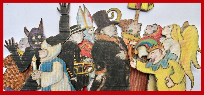 Aus Pappe und Farbe besteht Franz-Josef Kochs Kleines Welttheater. Bild: Privat